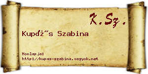 Kupás Szabina névjegykártya