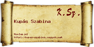 Kupás Szabina névjegykártya